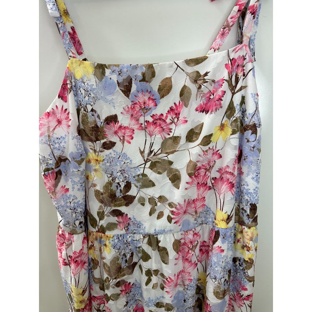 Lane Bryant Floral Maxi Dress Tiered Tie Strap Pockets Lined Plus Size 24 Summer - Picture 6 of 15